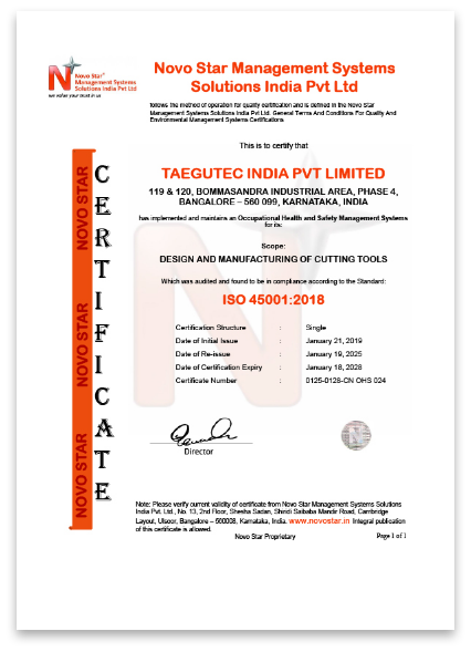 TAEGUTEC-INDIA-45001_2018-CERTIFICATE